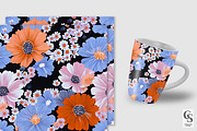 Bold Retro Flowers Seamless Pattern, a Pattern Graphic by Creative Store (Thumbnail 2 of 5)