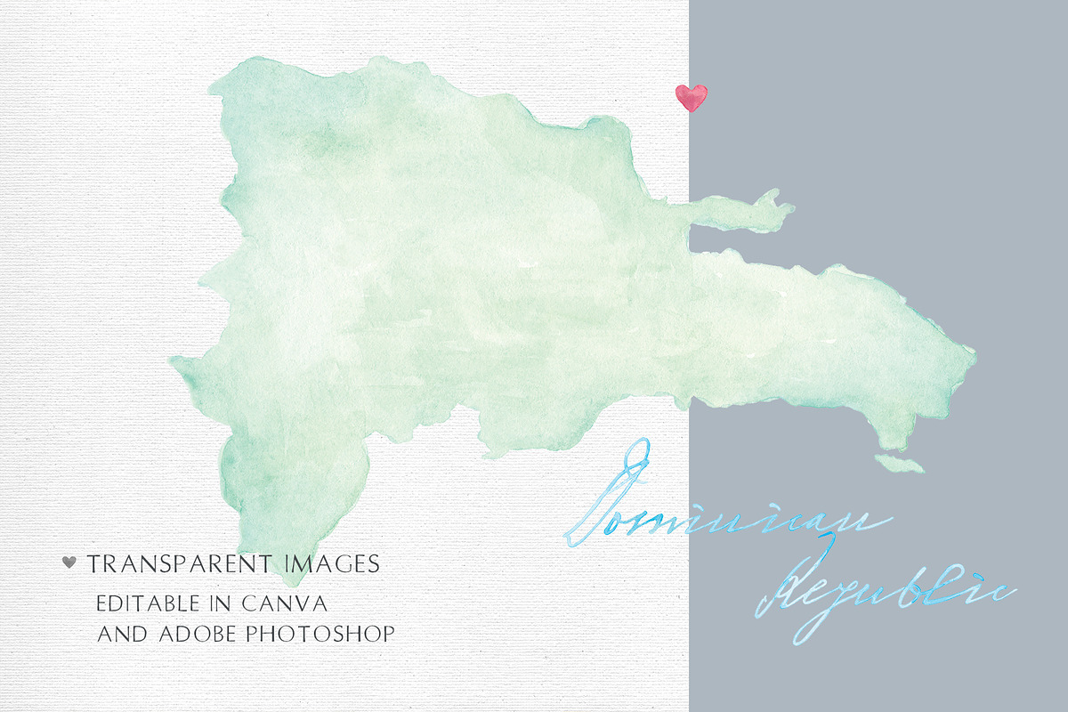 Watercolor Map of Dominican Republic, a Graphic by Beloved Paper (Photo 4 of 6)