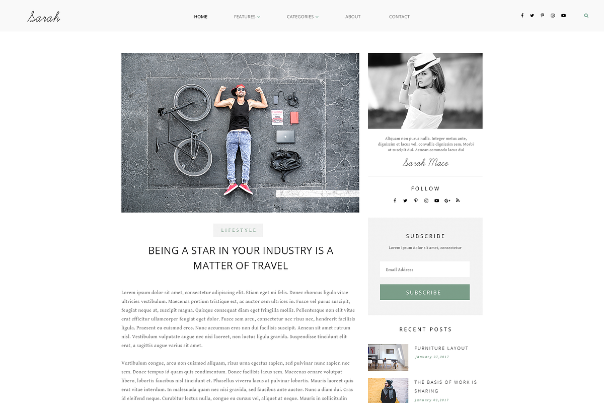 Sarah PSD Blog Theme, a Websites & App Template by thematica (Photo 7 of 11)