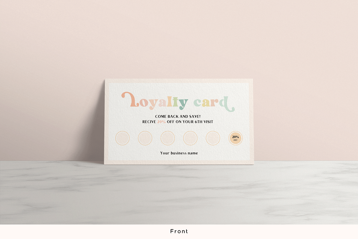 Pastel Loyalty Card Canva Template, a Business Card Template by Hellohastore (Photo 3 of 10)