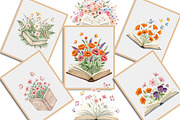 Vintage Flowers With Book Clipart, an Illustration by Creative Art (Thumbnail 3 of 9)