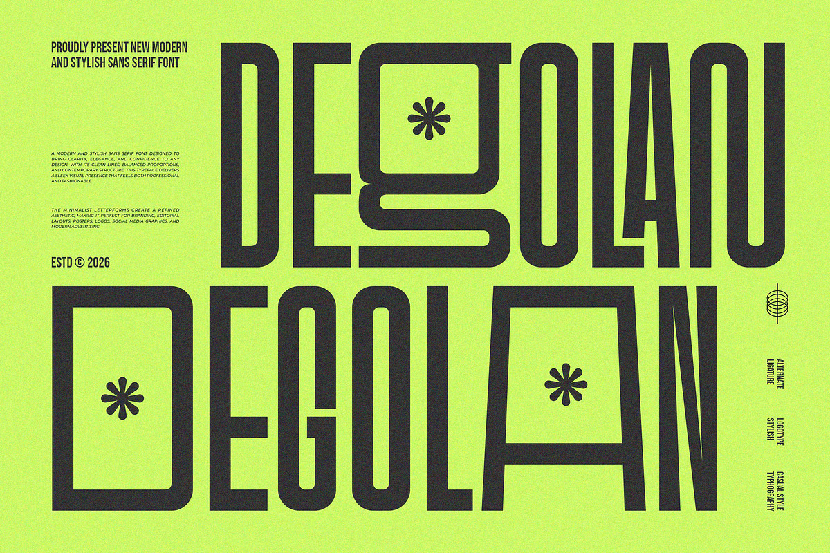 Degolan || Modern Condensed Dosplay, a Sans Serif Font by Ermedia Studio (Photo 1 of 10)