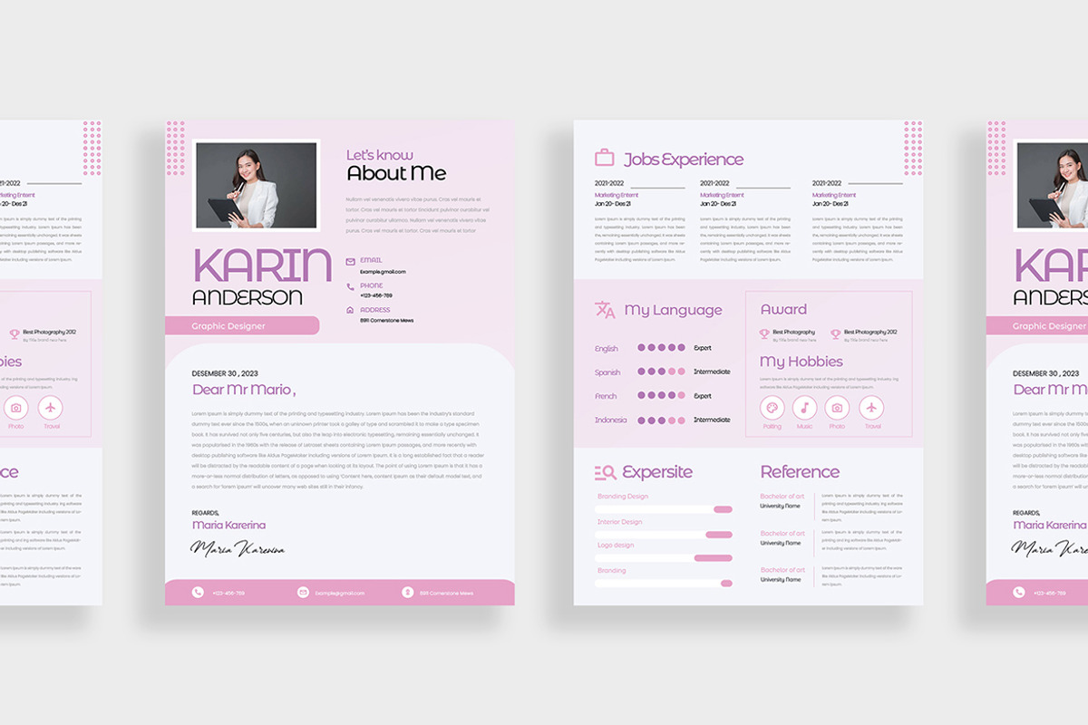 Modern Feminine Resume / CV, a Resume Template by TMint Play (Photo 3 of 3)
