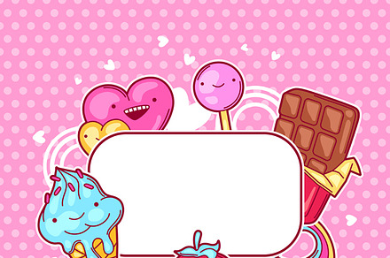 Kawaii frames with sweets., a Card Template by incomible