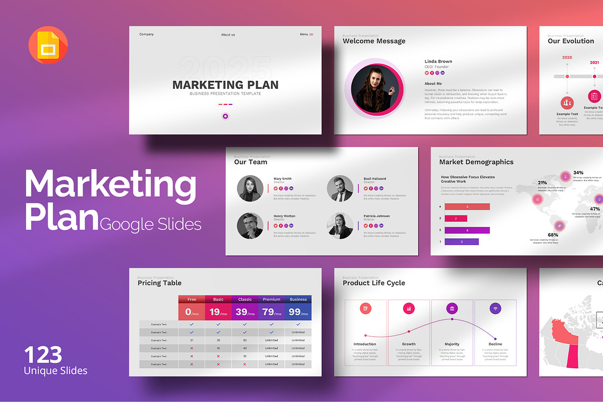 Marketing Plan Google Slides, a Presentation Template by Design Vault (Photo 1 of 15)