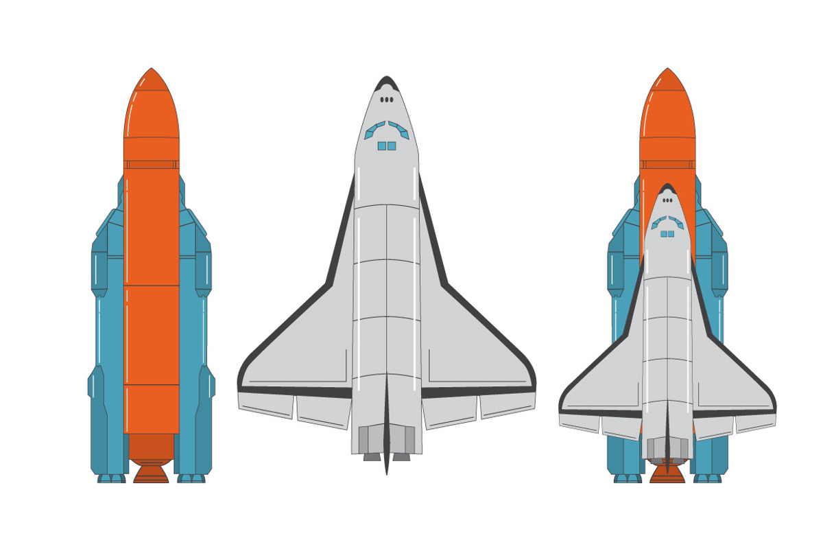 The space shuttle and rocket, a Technology Illustration by Dukesn