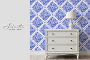 Blue Floral Portugal Mosaic Pattern, a Pattern Graphic by SirenaArt (Thumbnail 2 of 14)