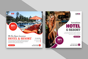 Hotel and Resort Social Media Post, a Social Media Template by nandinigraphics