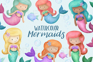 Watercolor Mermaid Illustrations
