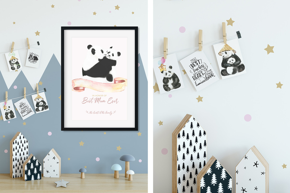 Watercolor Panda Family, an Animal Illustration by Catherine Wheel (Photo 3 of 17)