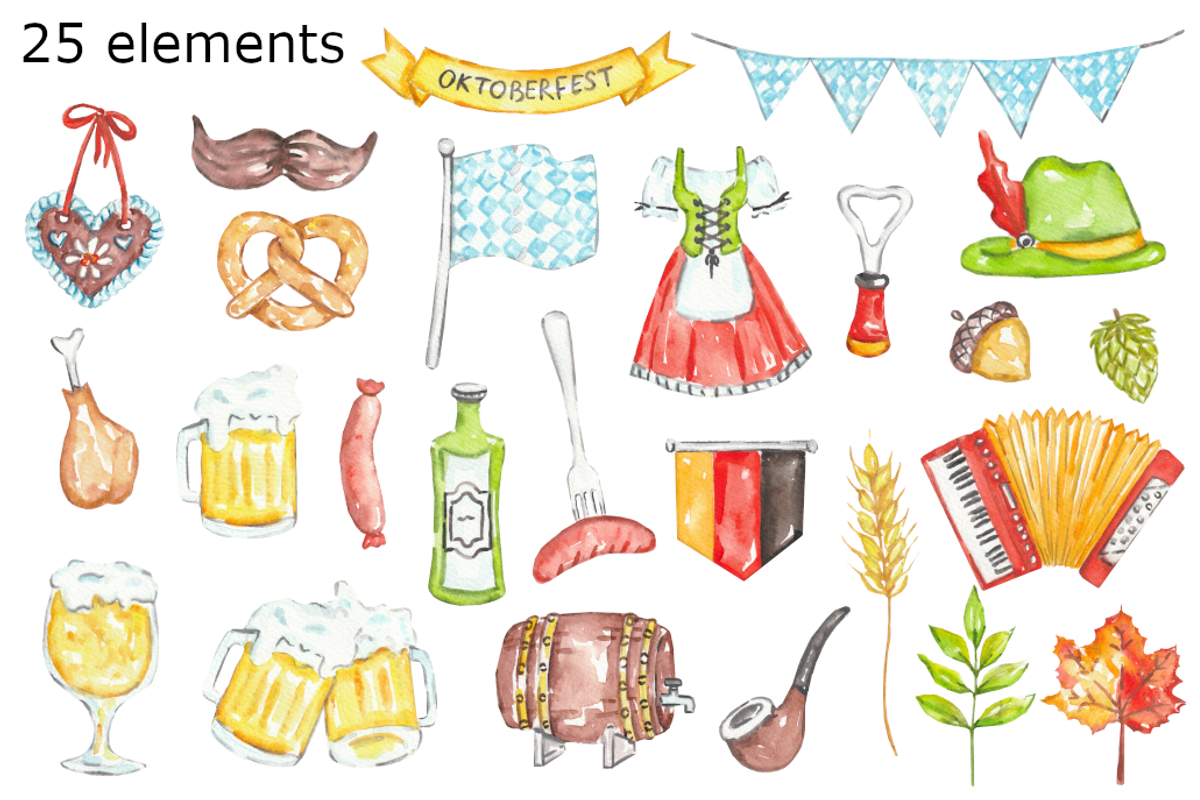 Octoberfest watercolor clipart, a Background Graphic by GoodFairyClipArt (Photo 2 of 3)