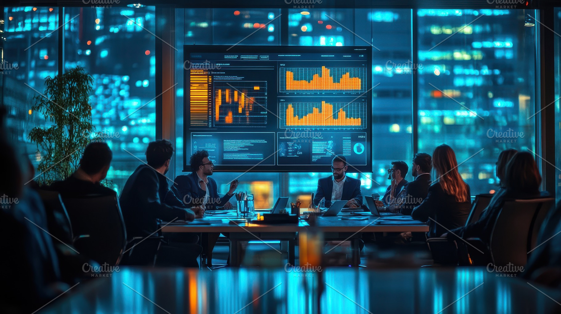 Business meeting in a modern office, a Background Photo by Pixeness