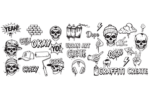 Hand Drawn Graffiti Vector Set, a Decorative Illustration by MkStudio