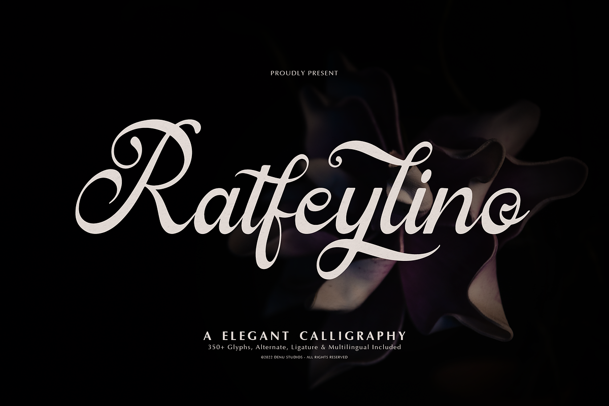 Ratfeylino | Elegant Calligraphy, a Script Font by Denustudios (Photo 1 of 12)