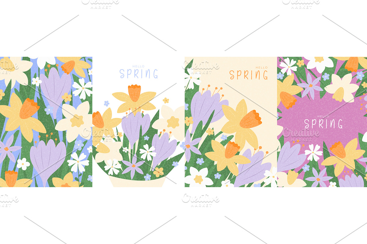 Set of cute spring cards, an Object Illustration by Andrey Yaroslavtsev