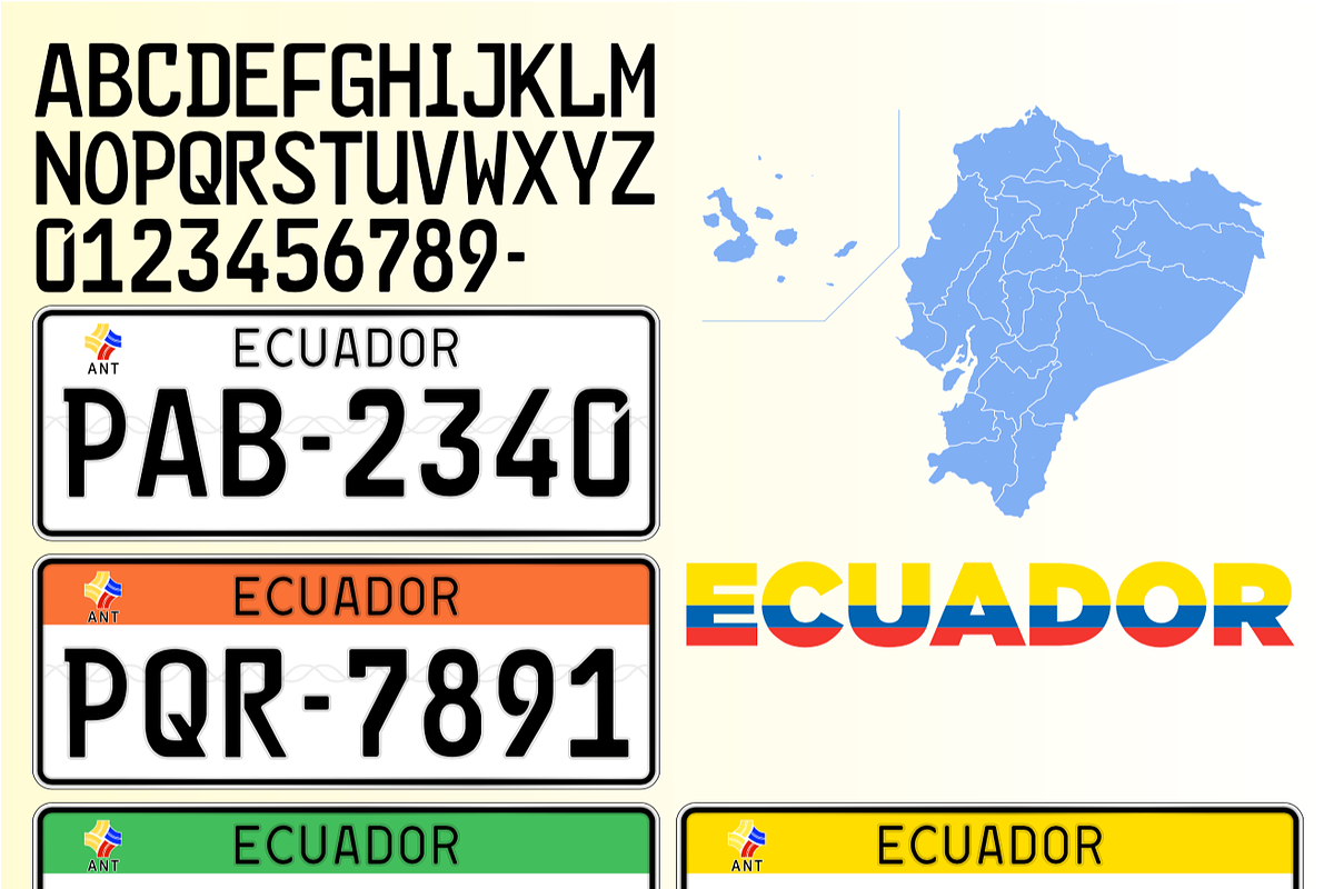 Ecuador car license plate patterns, an Illustration by frizio