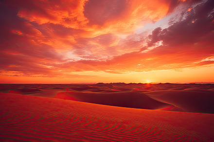Sunset over the sand dunes in the Sa, a Photo by Iftikhar Alam