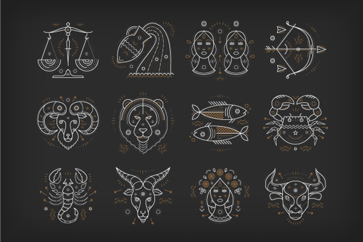 Thin Line Zodiacal Symbols, an Animal Illustration by painterr (Photo 1 of 2)