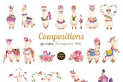 Cute Alpaca watercolor, an Animal Illustration by CreativeValuation (Thumbnail 3 of 17)