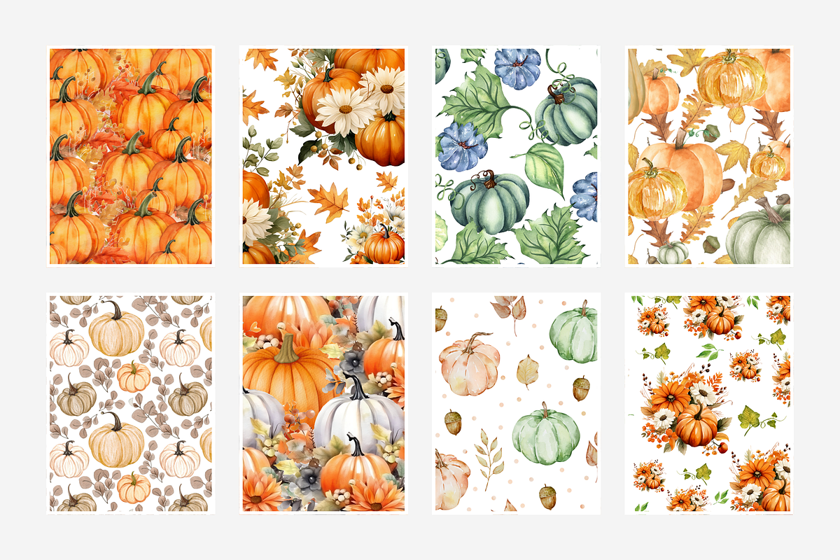 Watercolor Pumpkinp Digital Paper, a Pattern Graphic by Snapybiz (Photo 5 of 5)