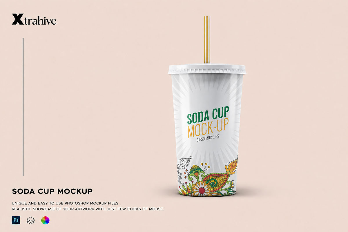 Soda Cup Mockup, a Cups & Container Mockup by Xtrahive (Photo 1 of 2)
