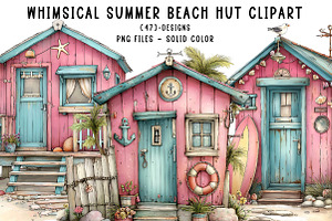 Whimsical Summer Beach Hut Clipart, an Illustration by CreationArt