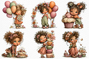 Whimsical Birthday Girls Clipart, a Seasonal Illustration by Craft Nest (Thumbnail 4 of 6)