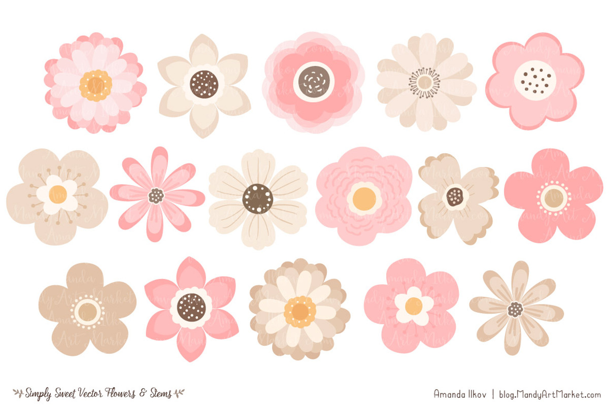 Soft Pink Flowers Clipart, an Illustration by Amanda Ilkov (Photo 3 of 4)