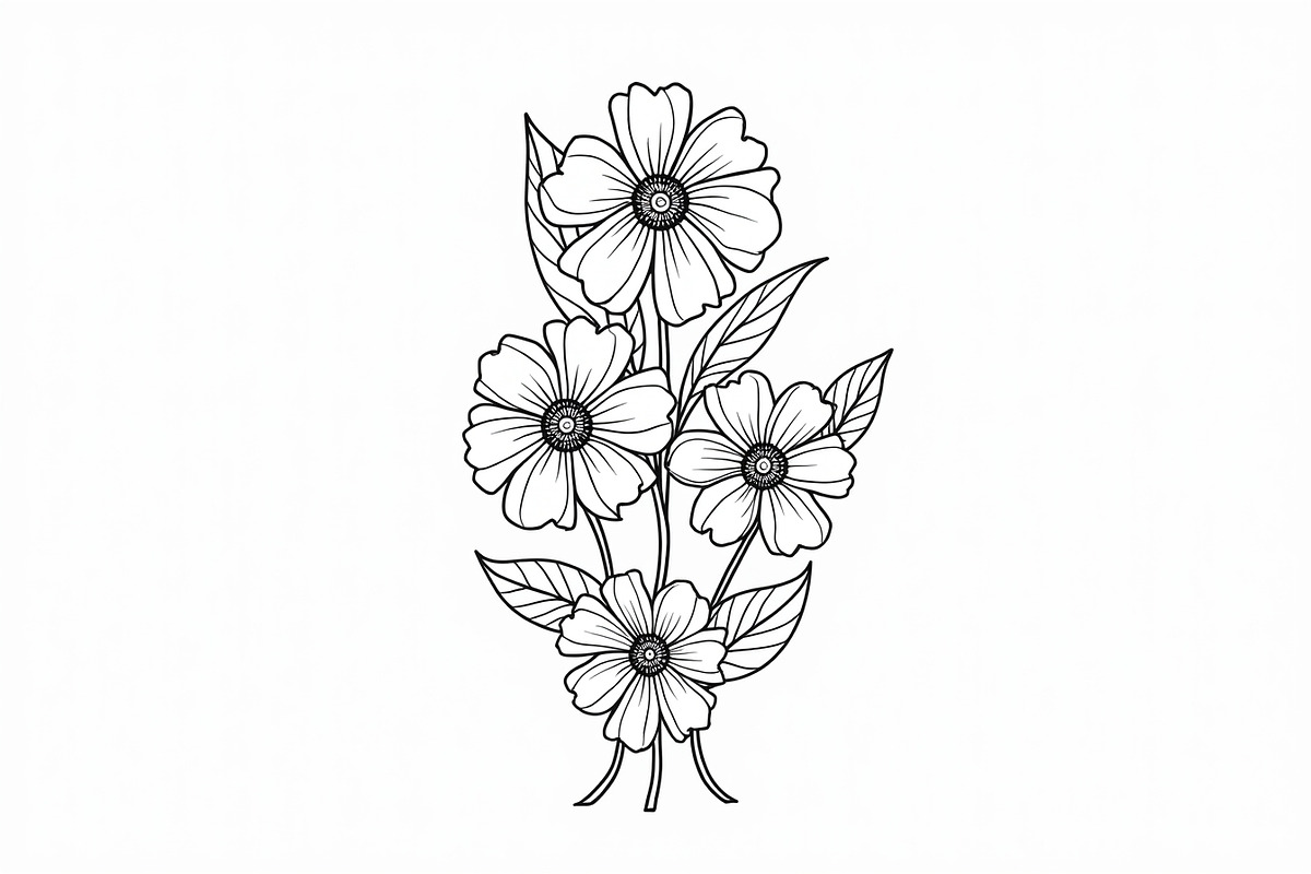 Flower Outline Art Printable bundle, an Illustration by yasushie (Photo 8 of 9)