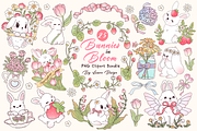 Bunnies in Bloom Clipart Bundle, an Object Illustration by LemonDesign (Thumbnail 1 of 3)
