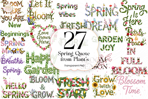 Spring Plant Quote PNG Clipart, an Object Illustration by KennedyStudio