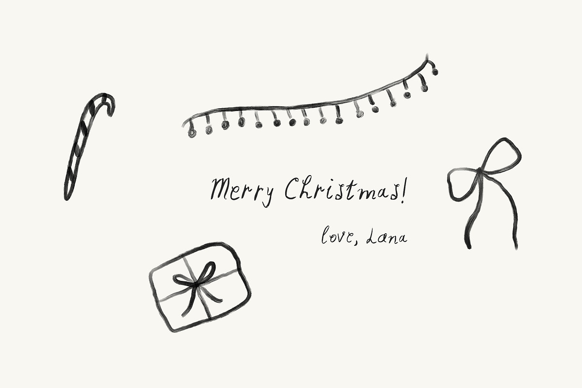 Quirky Christmas Line Drawings, an Object Graphic by Lana Elanor (Photo 12 of 12)