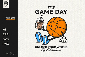 Basketball Character with Coffee, a Sport Illustration by shaondesigns
