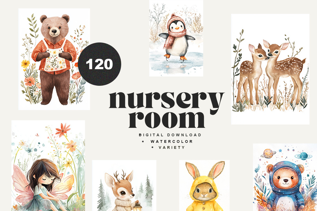 120 Animal Nursery Posters, an Animal Illustration by NassyArt (Photo 2 of 10)