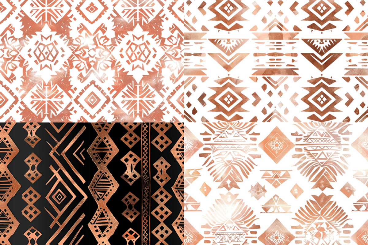 Rose Gold Tribal Seamless Patterns, a Pattern Graphic by PrintablesByFranklyn (Photo 2 of 6)