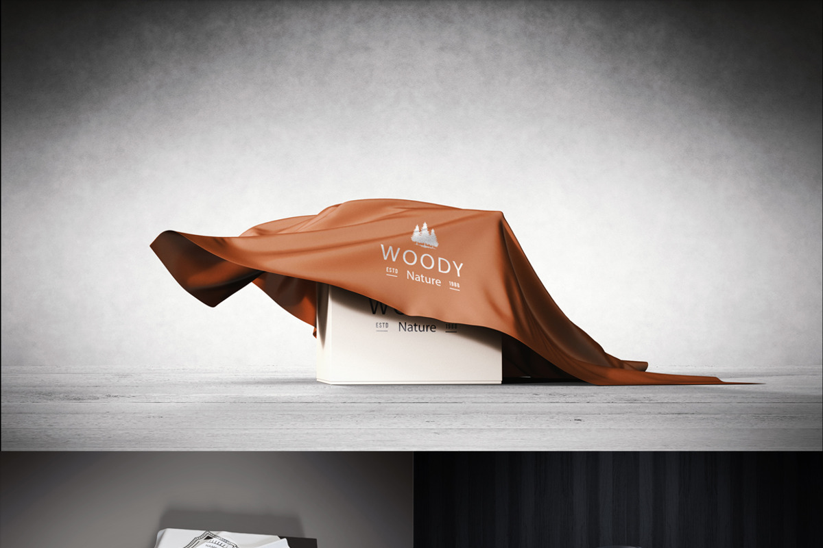 Covered Box with Fabric Logo Mock-up, a Packaging Mockup by GK Creative (Photo 5 of 6)