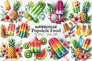 Cute Summer Popsicle Food Clipart, an Illustration by CraftArtStudio