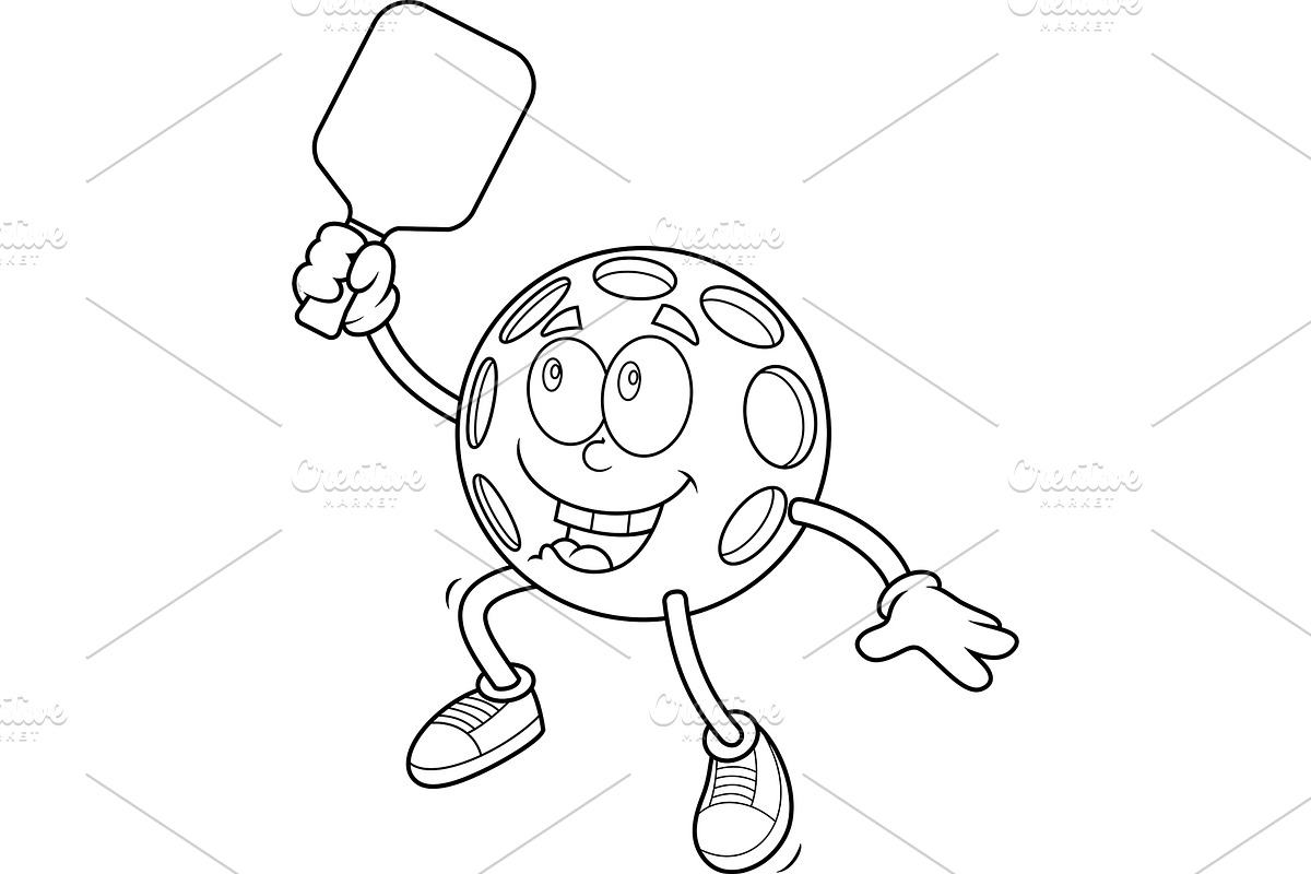Pickleball Character Jumping, an Illustration by HitToon