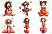 Valentine Quirky Girl Clipart Bundle, an Illustration by Creative Art (Thumbnail 5 of 10)