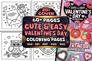 Cute Easy Valentine’s Day Coloring, a Seasonal Illustration by Craftsbeefy