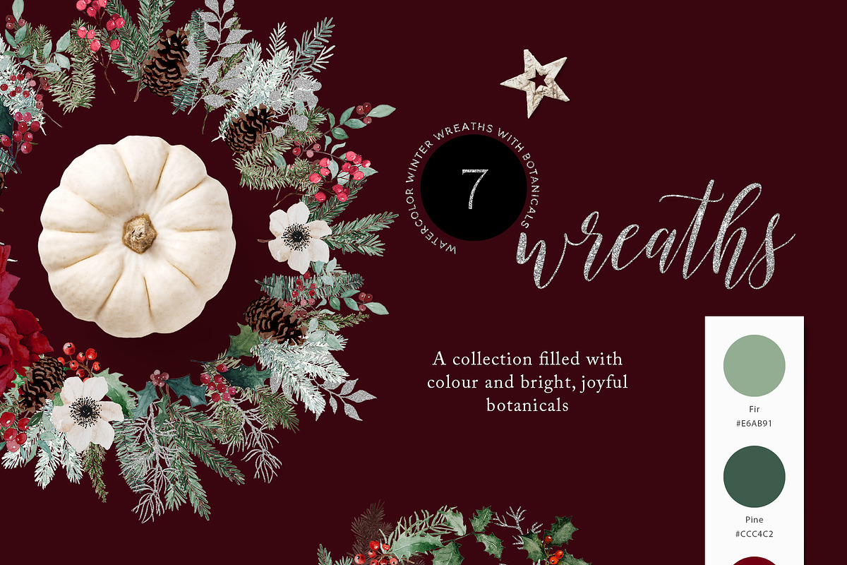 Merry & Bright Watercolor Botanicals, an Illustration by studioequinox (Photo 5 of 10)