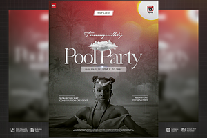 Dark Theme Pool party PSD Flyer