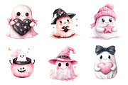 Watercolor Halloween Pink Ghost PNG, a Transportation Illustration by SinaCreation (Thumbnail 3 of 6)