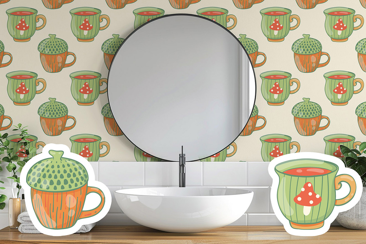Autumn Pumpkins Mugs clipart pattern, a Seasonal Illustration by Carpet Tapete Pretzel (Photo 8 of 9)