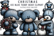 Christmas Ice Blue Teddy Bear Clipar, an Illustration by Libby Wishes (Thumbnail 1 of 7)