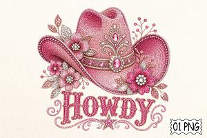 Pink Howdy Cowgirl Hat PNG, a Sport Illustration by Pixels.Craft