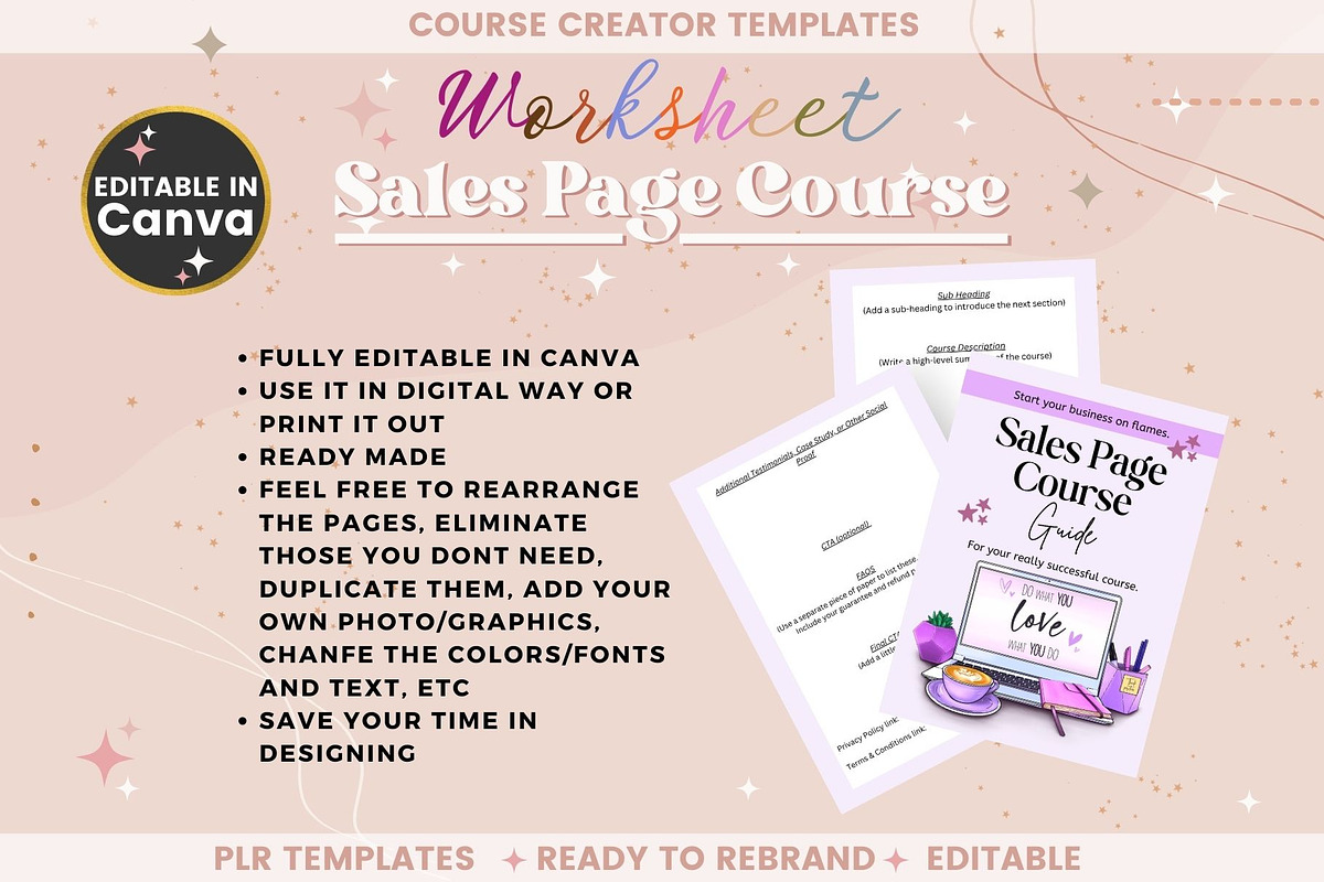 Sales Page Course Guide Worksheet, a Templates & Theme by bellaROSEworkshop (Photo 8 of 10)