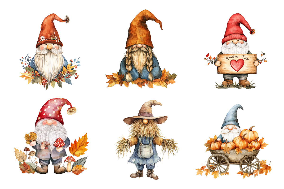 Autumn Gnomes Clipart, an Illustration by CreationArt (Photo 3 of 5)