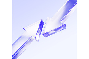 Blue glass 3D arrows move towards, a Technology Illustration by Marozhkastudio