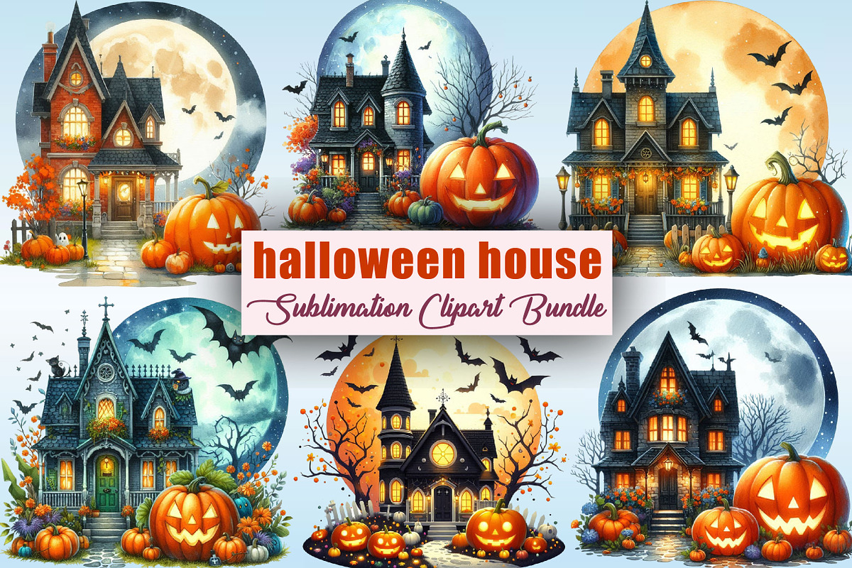Halloween house Sublimation Clipart, a Graphic by CitraGraphics (Photo 1 of 6)
